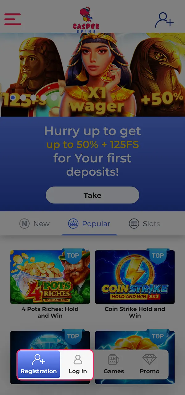 Find out how to log in or register with Casper Spins.