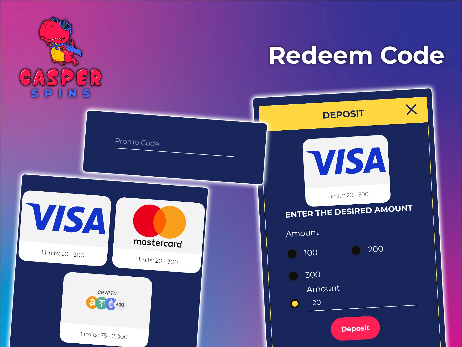 Activate your bonus code at Casper Spins.