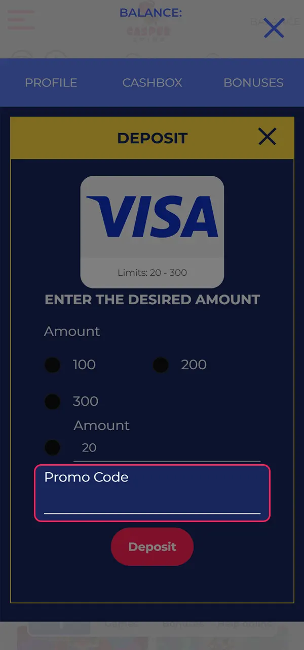 See how to use a promo code at Casper Spins.